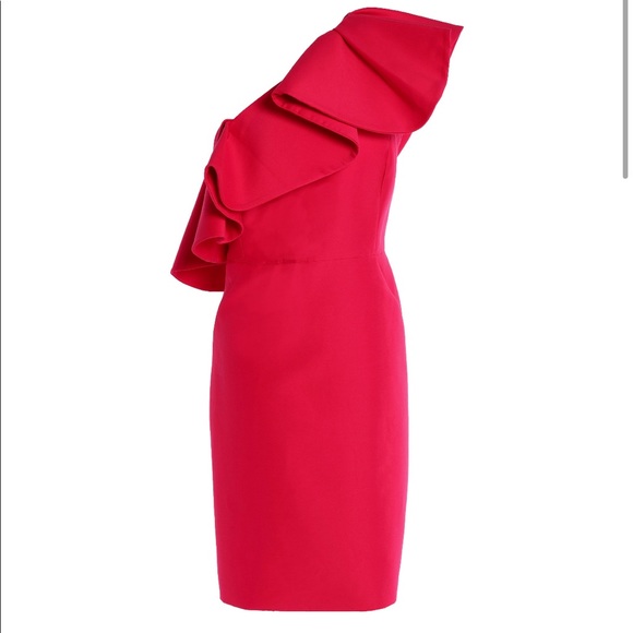 Halston Heritage ruffled one shoulder dress - Picture 2 of 8